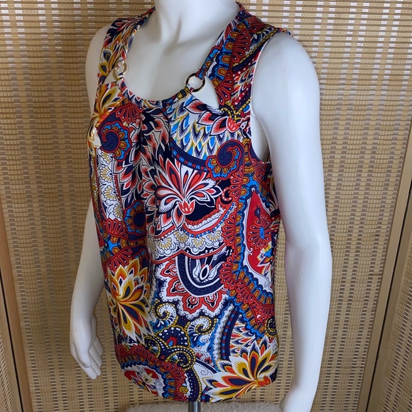 🔷Nine West Sleeveless Multicolor Floral Paisley Top Size Small - Picture 3 of 5